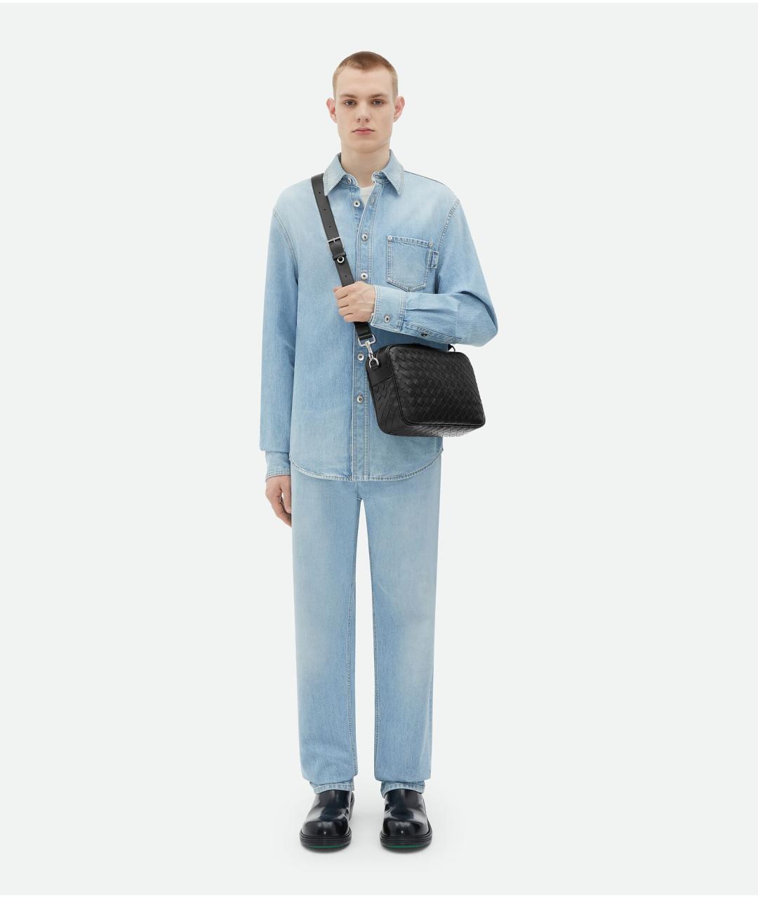 BOTTEGA VENETA Черная кожаная сумка на плечо, фото 4