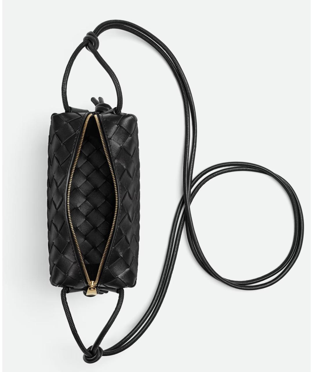 BOTTEGA VENETA Черная кожаная сумка через плечо, фото 3