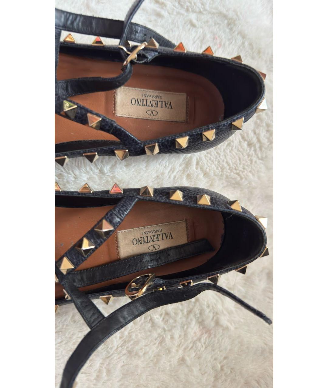 VALENTINO Темно-синие кожаные балетки, фото 4