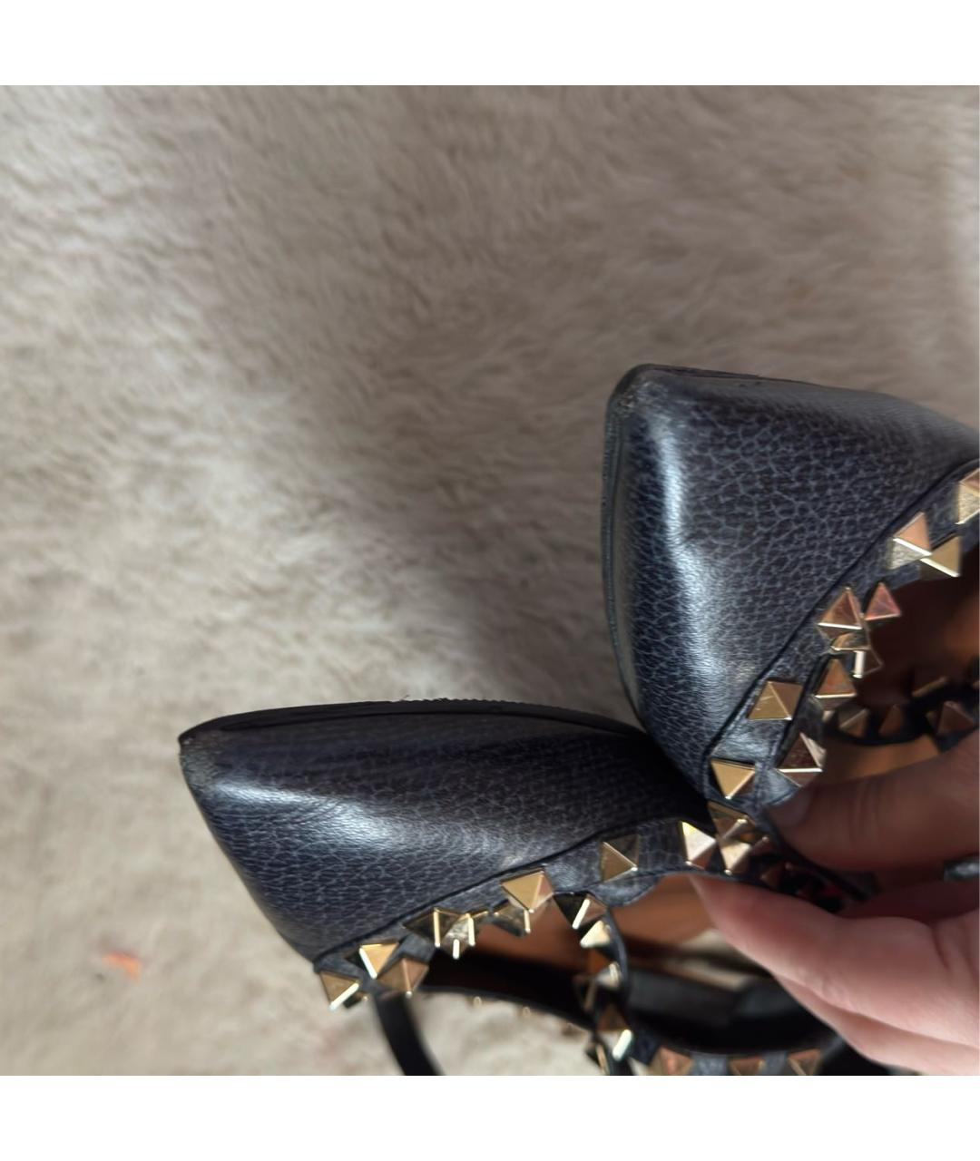 VALENTINO Темно-синие кожаные балетки, фото 7