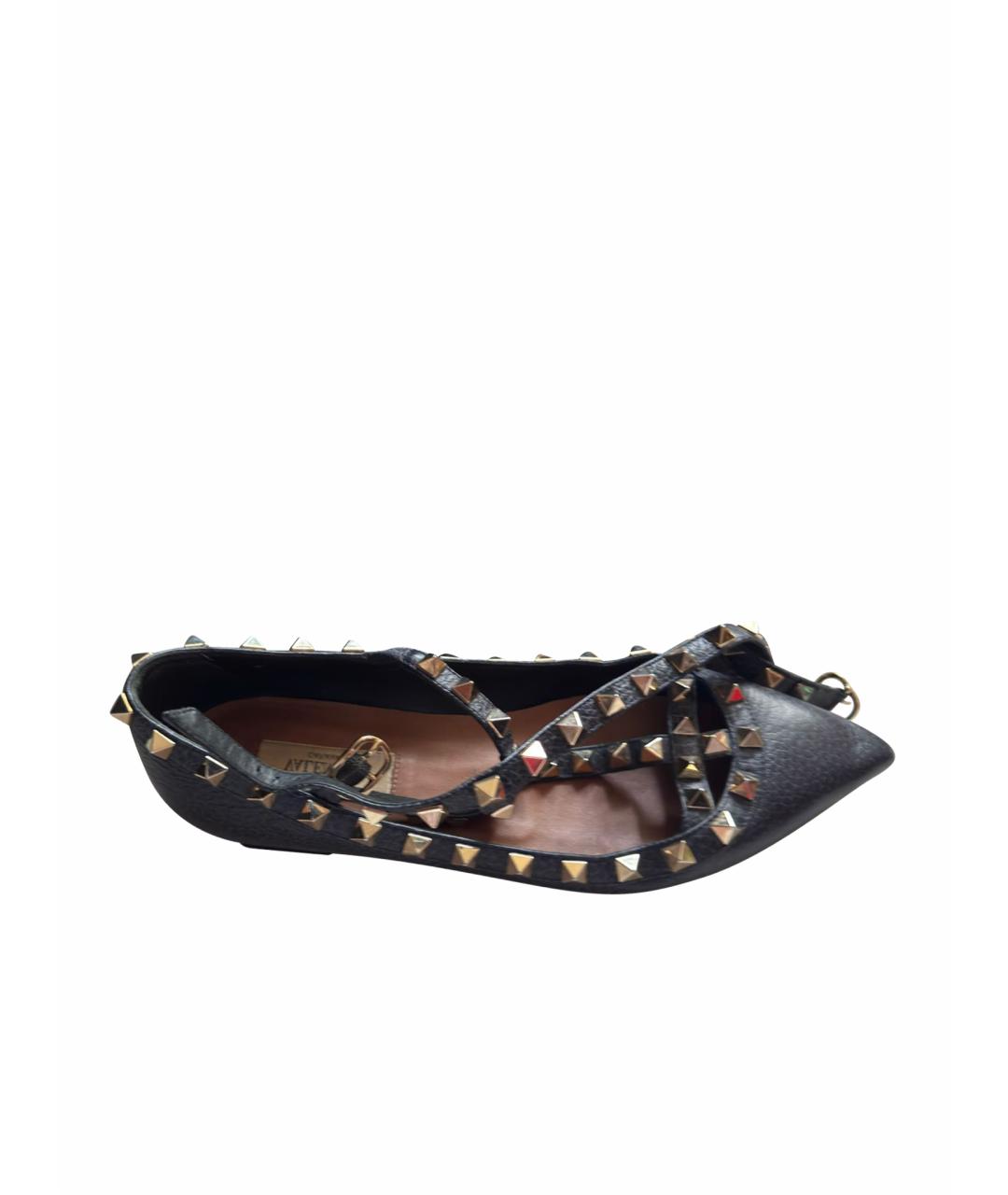 VALENTINO Темно-синие кожаные балетки, фото 1