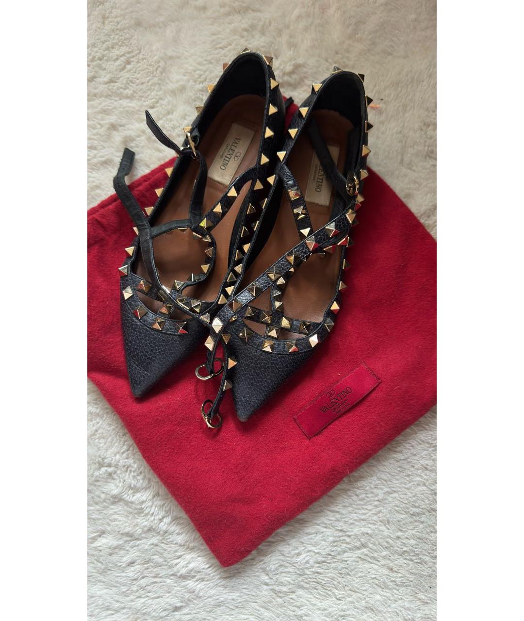 VALENTINO Темно-синие кожаные балетки, фото 5