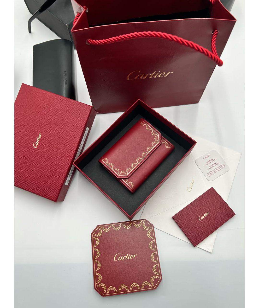 CARTIER Красный кожаный кошелек, фото 4