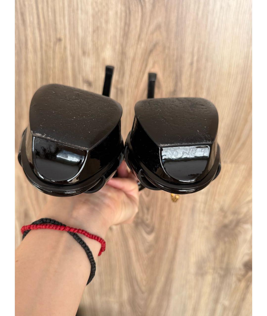 SAINT LAURENT Черные босоножки из лакированной кожи, фото 5