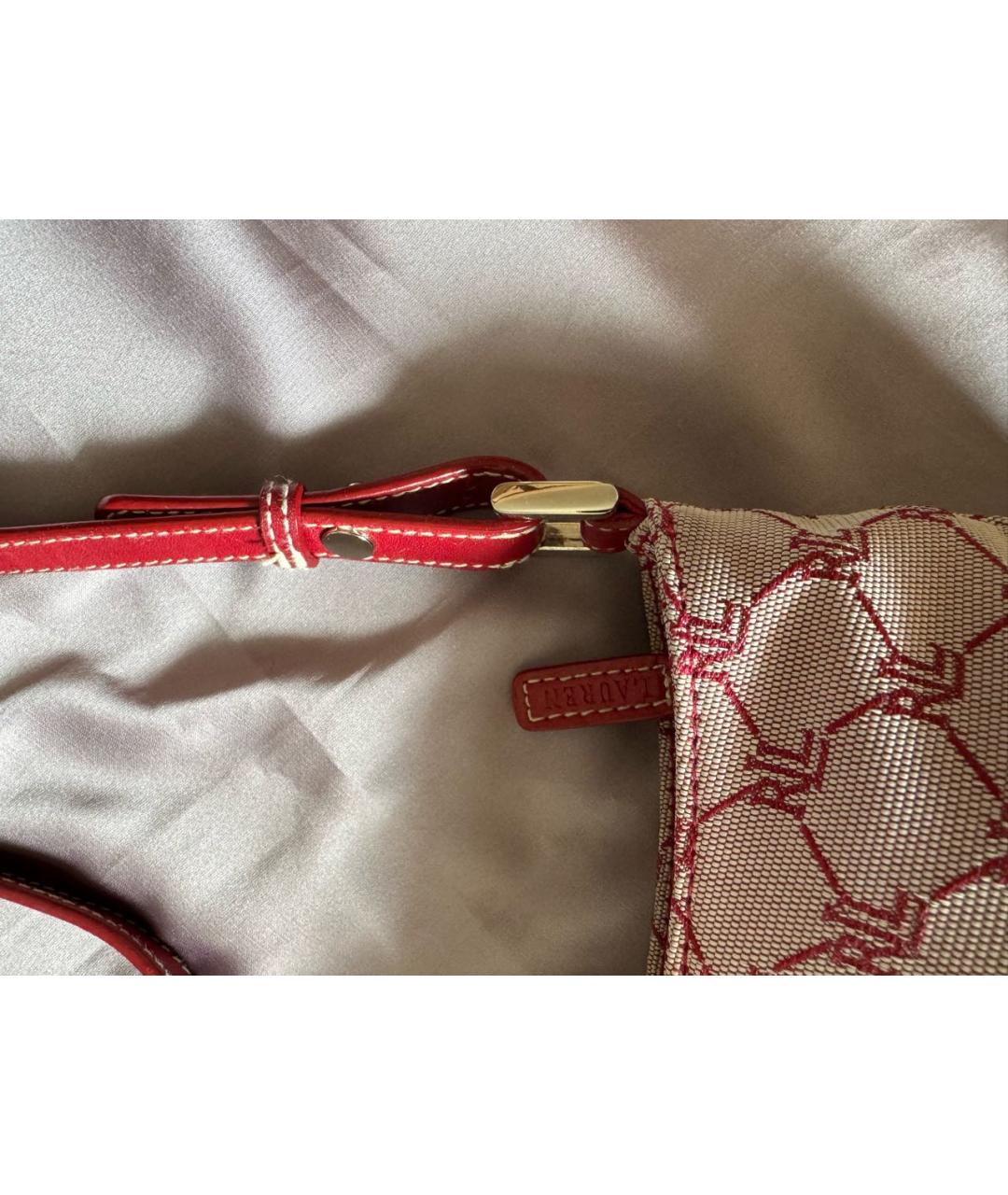 RALPH LAUREN Бордовая тканевая сумка с короткими ручками, фото 4