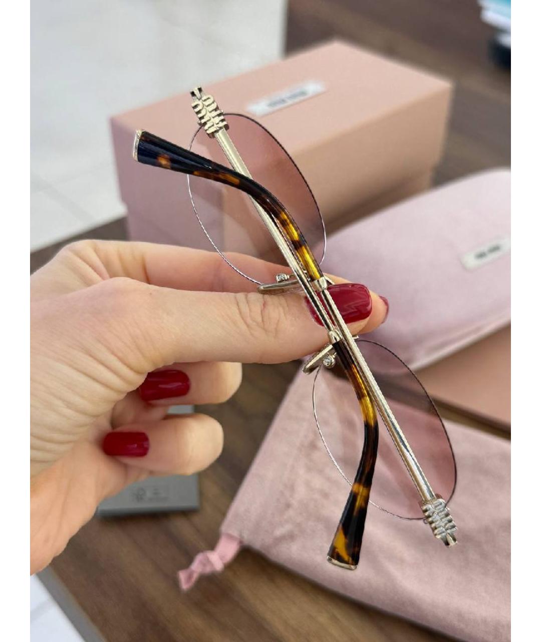 MIU MIU Розовые металлические солнцезащитные очки, фото 4