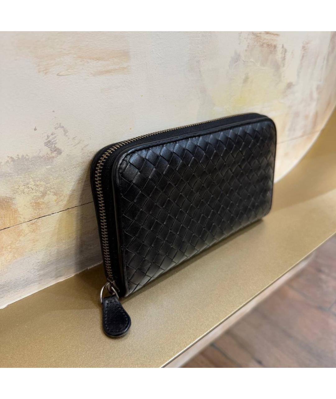 BOTTEGA VENETA Черный кожаный кошелек, фото 4