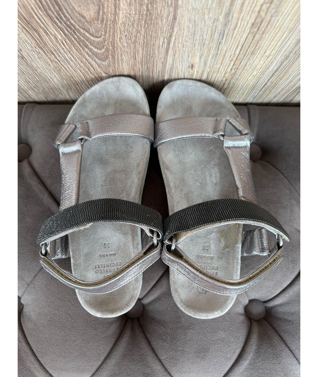BRUNELLO CUCINELLI Антрацитовые замшевые босоножки, фото 3