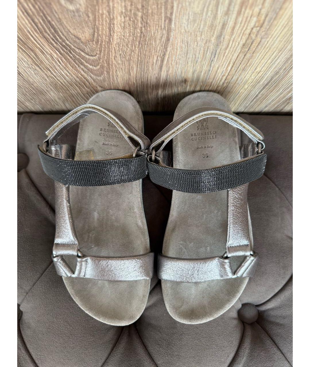 BRUNELLO CUCINELLI Антрацитовые замшевые босоножки, фото 2