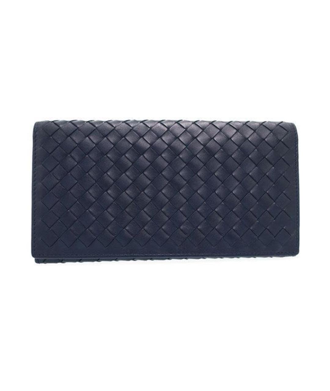 BOTTEGA VENETA Темно-синий кожаный кошелек, фото 1