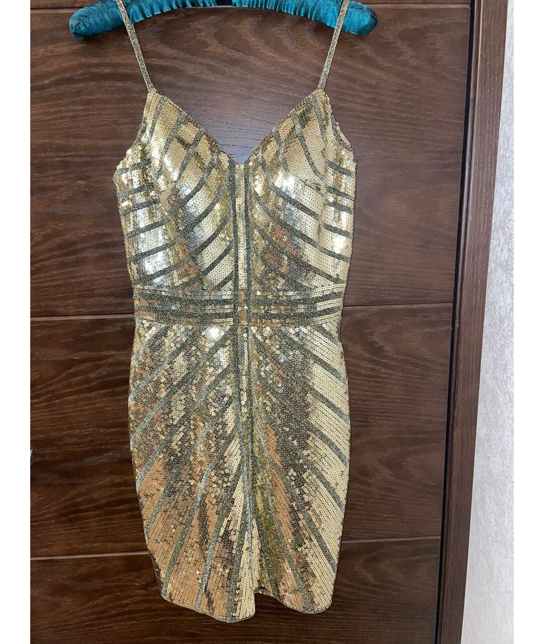JOVANI Золотое полиэстеровое вечернее платье, фото 4