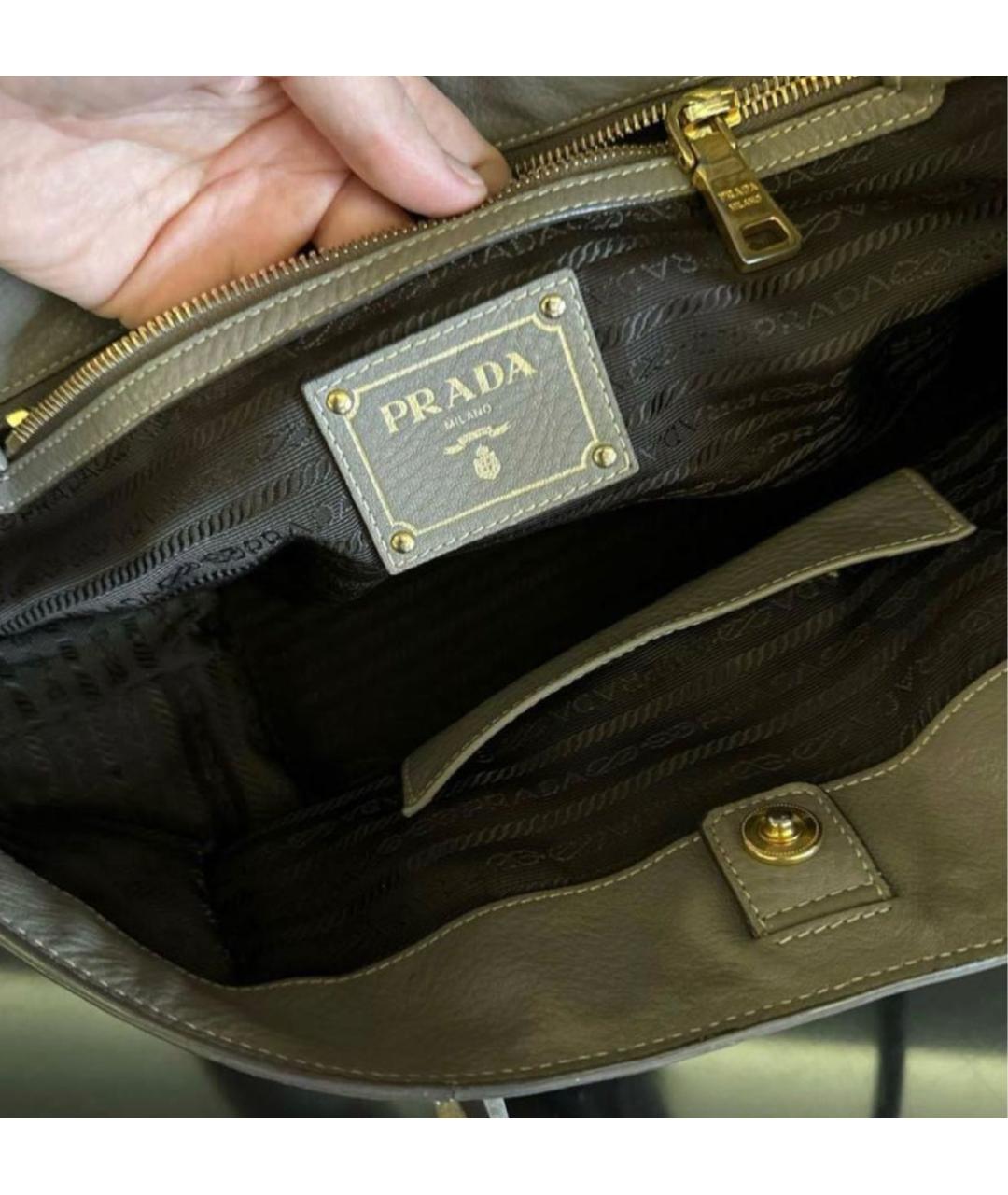 PRADA Бежевая кожаная сумка тоут, фото 2