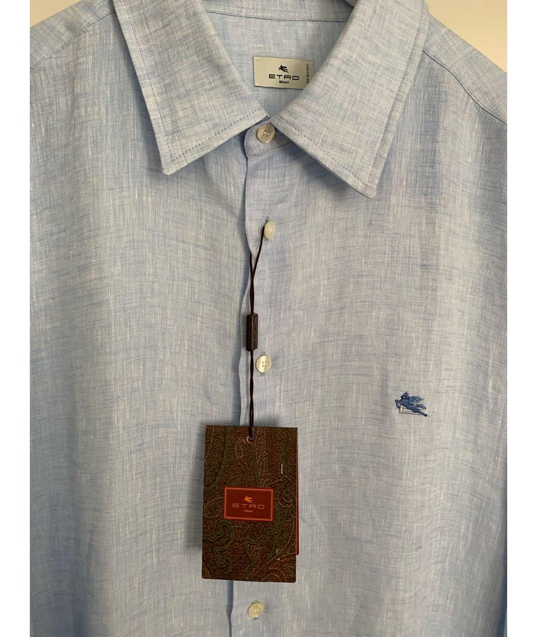 ETRO Голубая льняная классическая рубашка, фото 3