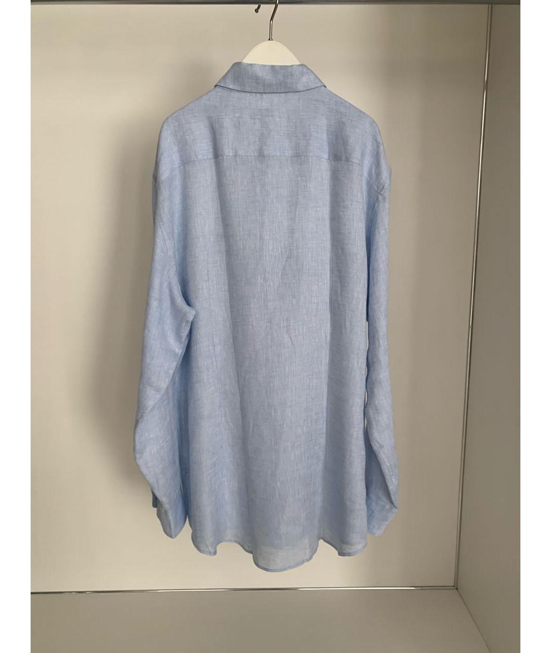 ETRO Голубая льняная классическая рубашка, фото 2