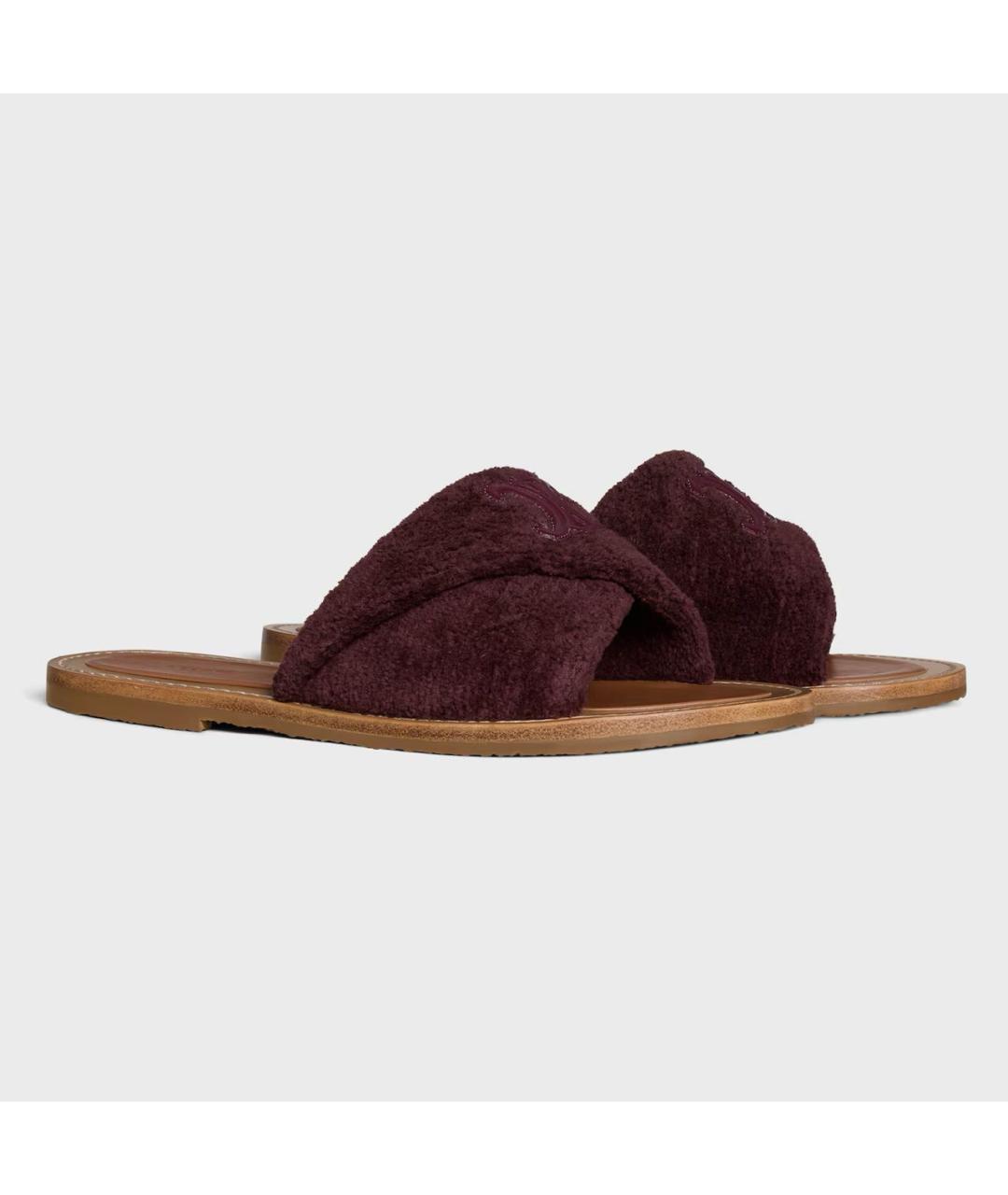 CELINE Бордовые текстильные мюли, фото 2