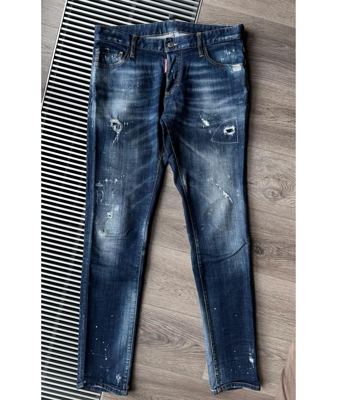 DSQUARED2 Синие хлопко-эластановые джинсы скинни, фото 9