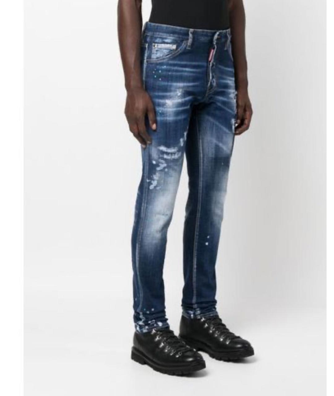 DSQUARED2 Синие хлопко-эластановые джинсы скинни, фото 8