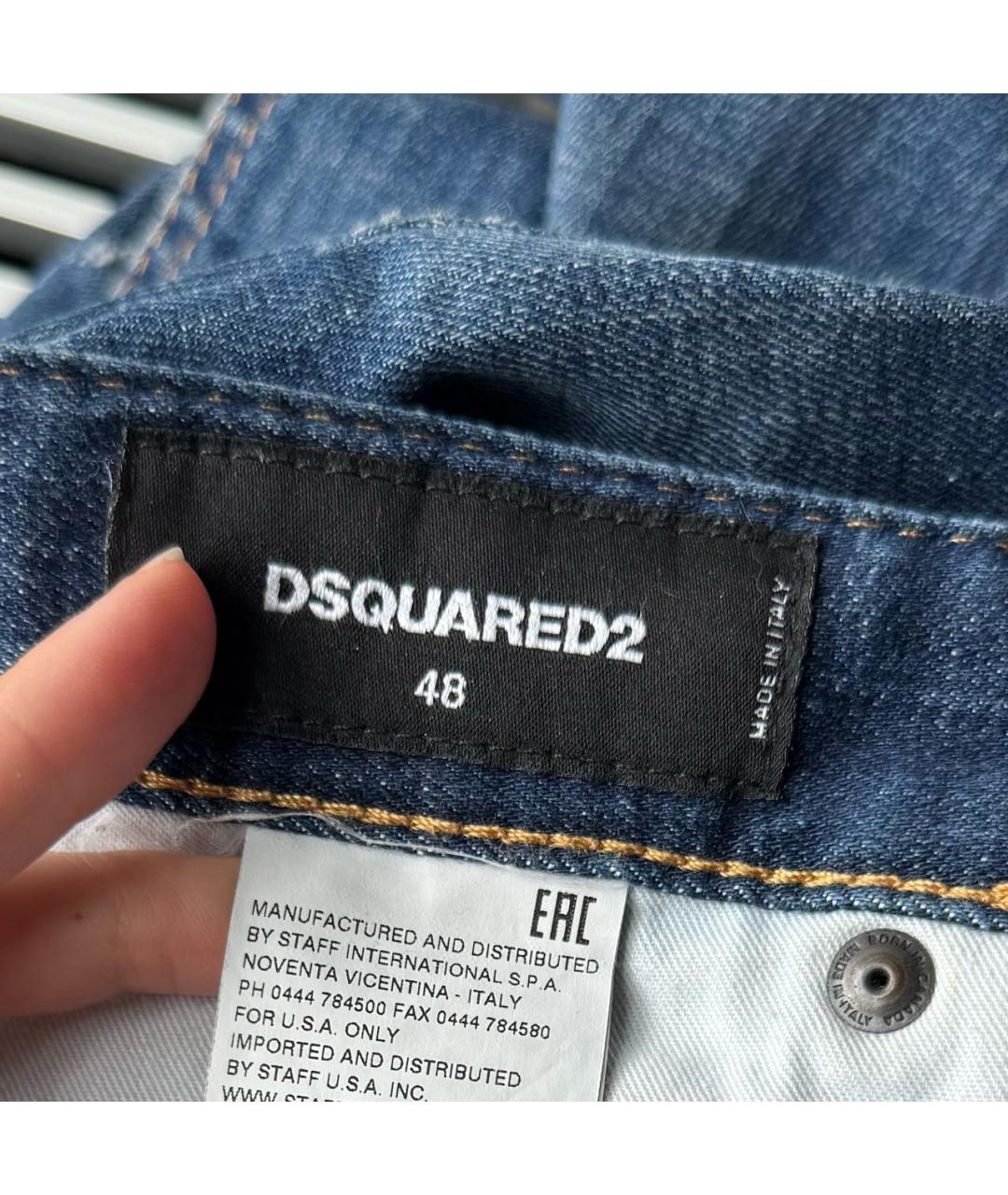 DSQUARED2 Синие хлопко-эластановые джинсы скинни, фото 4