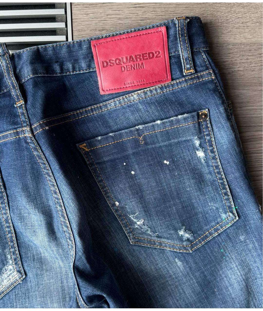DSQUARED2 Синие хлопко-эластановые джинсы скинни, фото 7