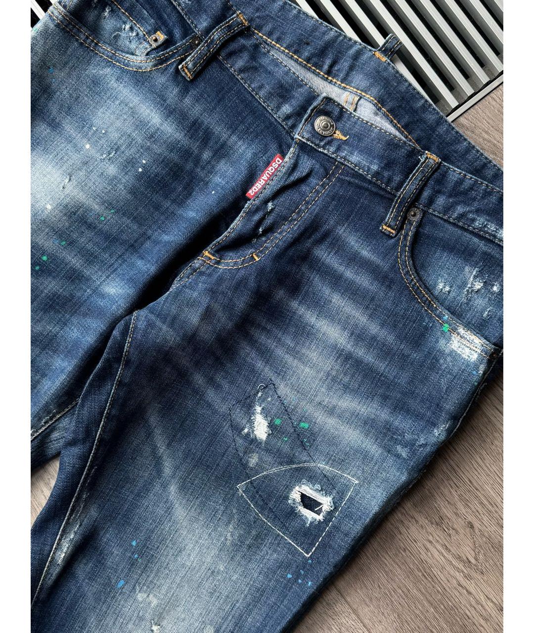 DSQUARED2 Синие хлопко-эластановые джинсы скинни, фото 5