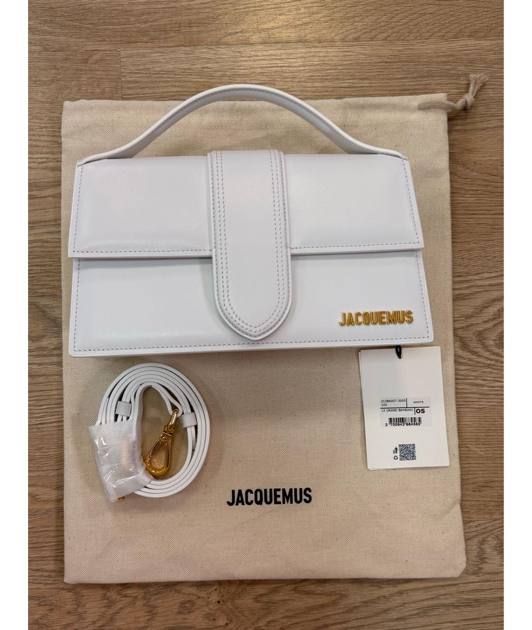 JACQUEMUS Белая кожаная сумка с короткими ручками, фото 6