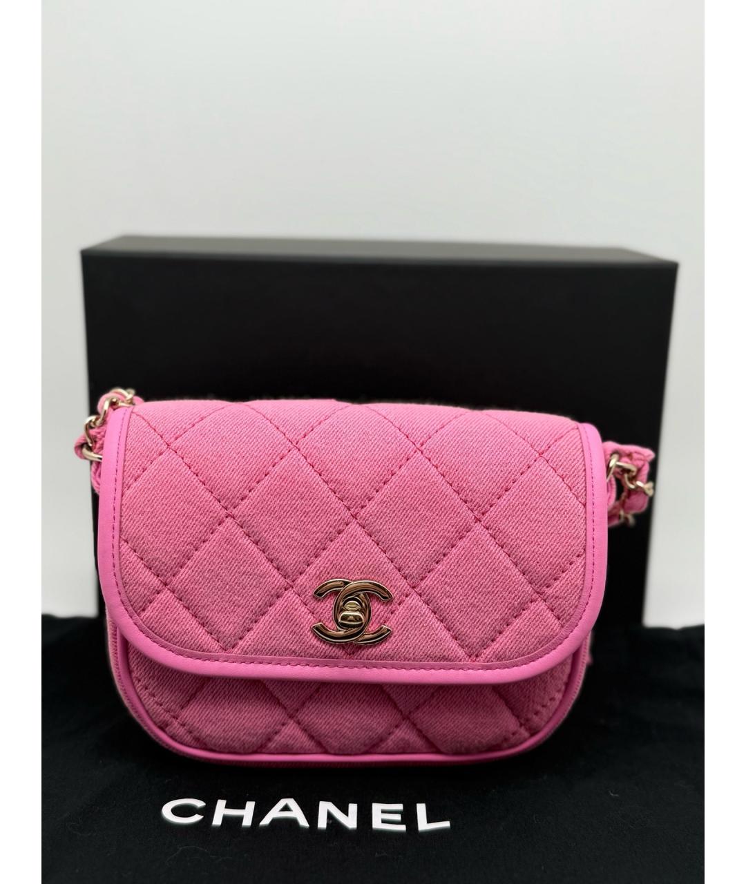 CHANEL Розовая тканевая сумка через плечо, фото 2