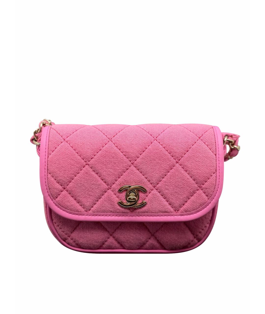 CHANEL Розовая тканевая сумка через плечо, фото 1