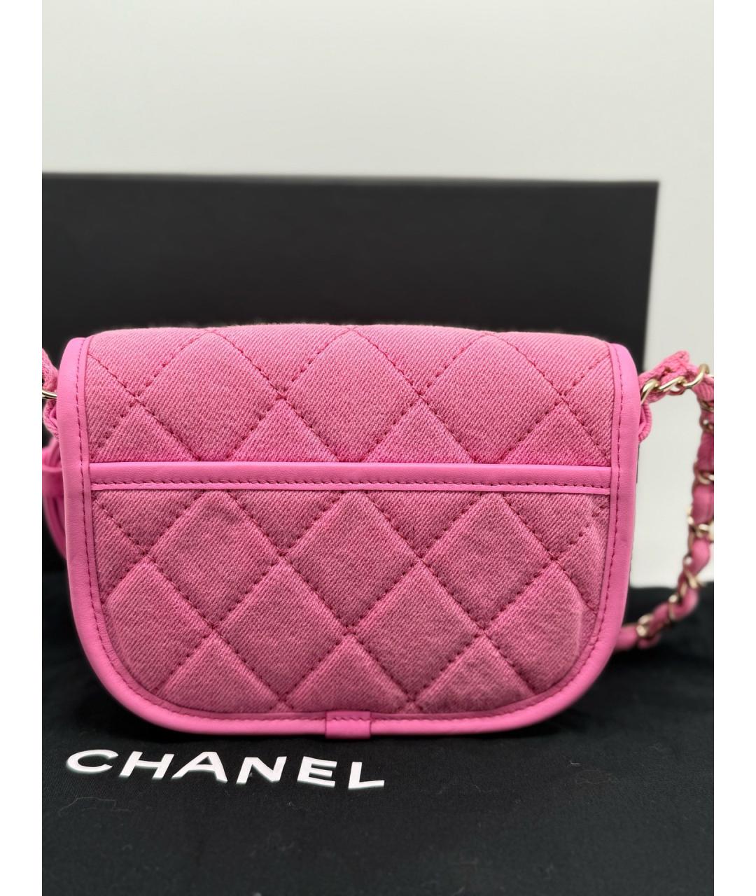 CHANEL Розовая тканевая сумка через плечо, фото 3