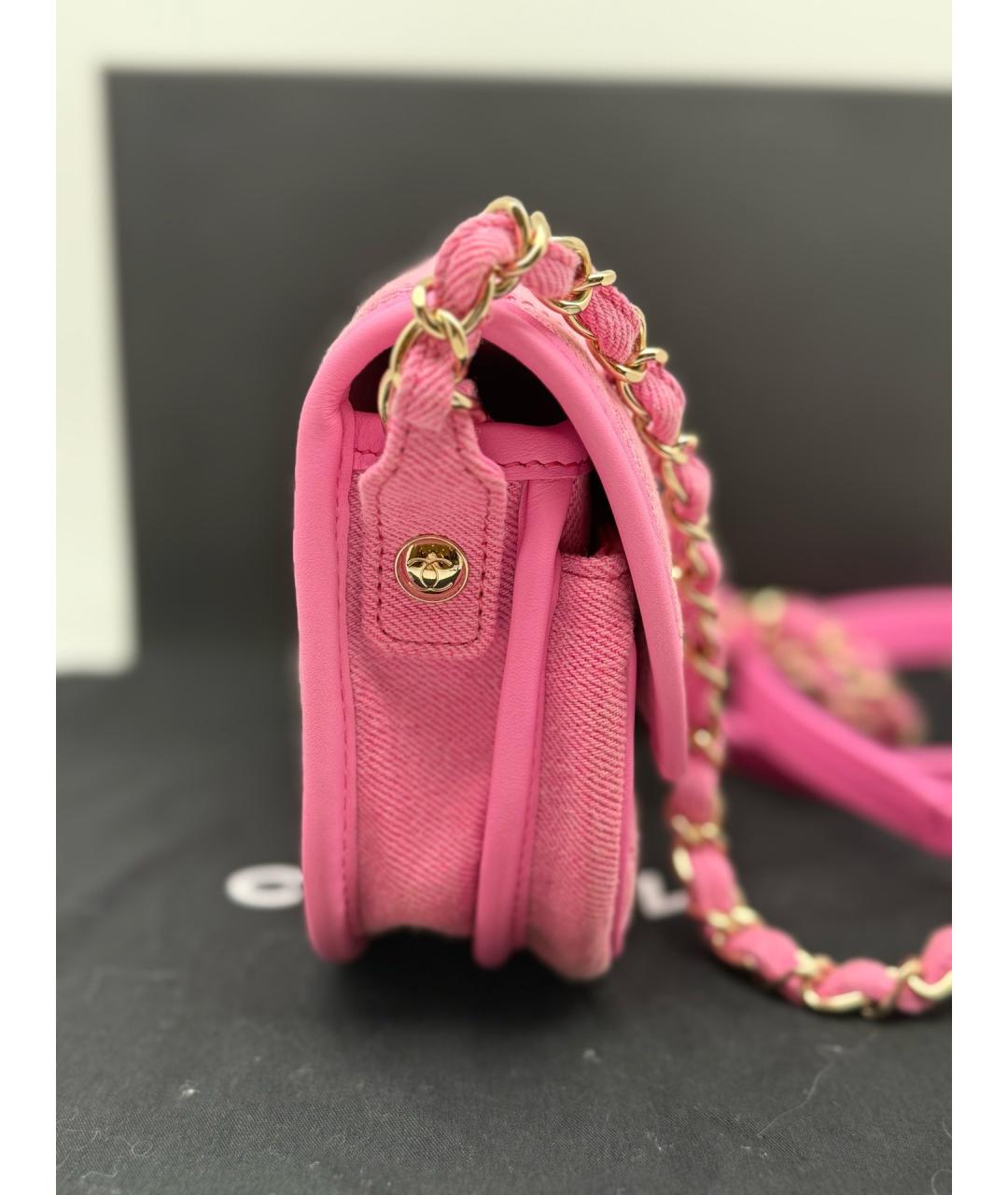 CHANEL Розовая тканевая сумка через плечо, фото 5