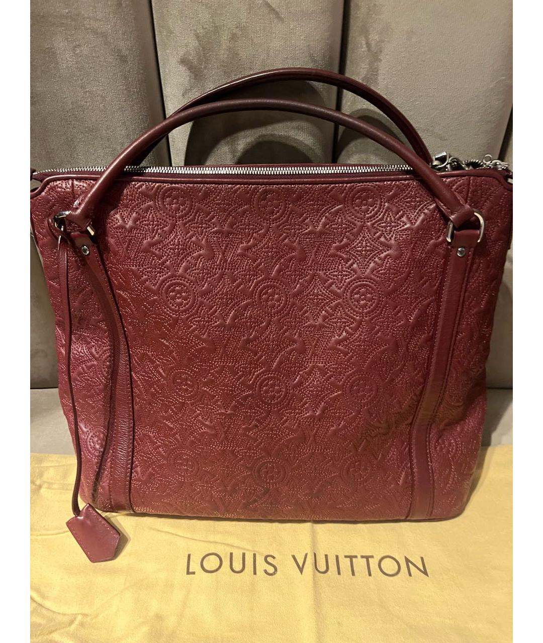 LOUIS VUITTON Бордовая кожаная сумка тоут, фото 2