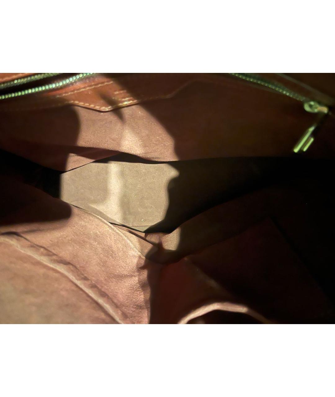 LOUIS VUITTON Бордовая кожаная сумка тоут, фото 3