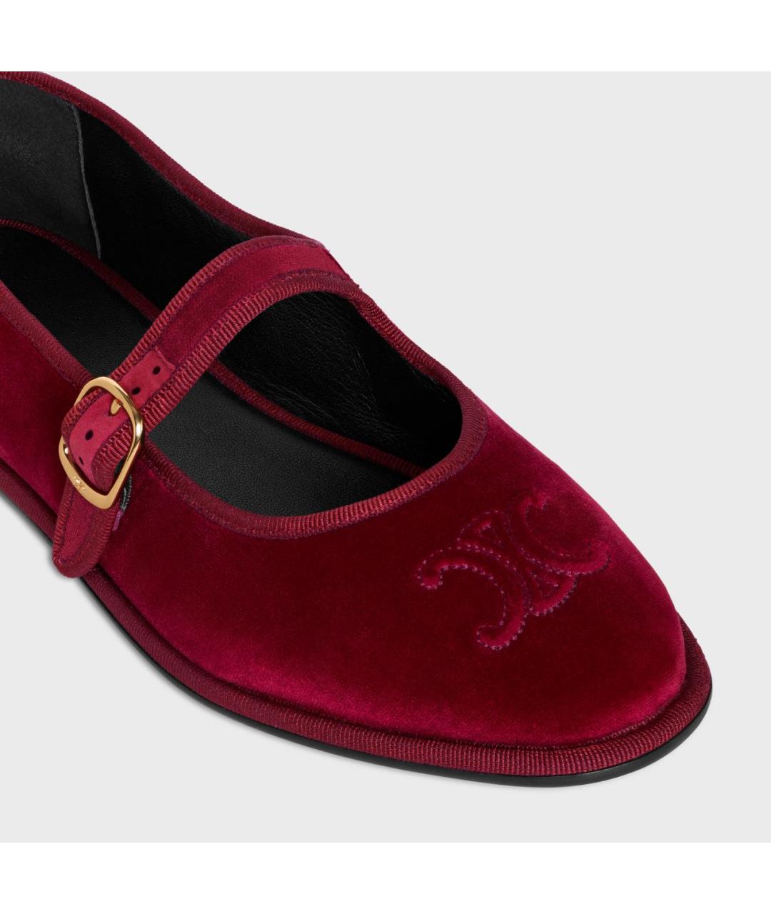 CELINE Бордовые текстильные балетки, фото 4