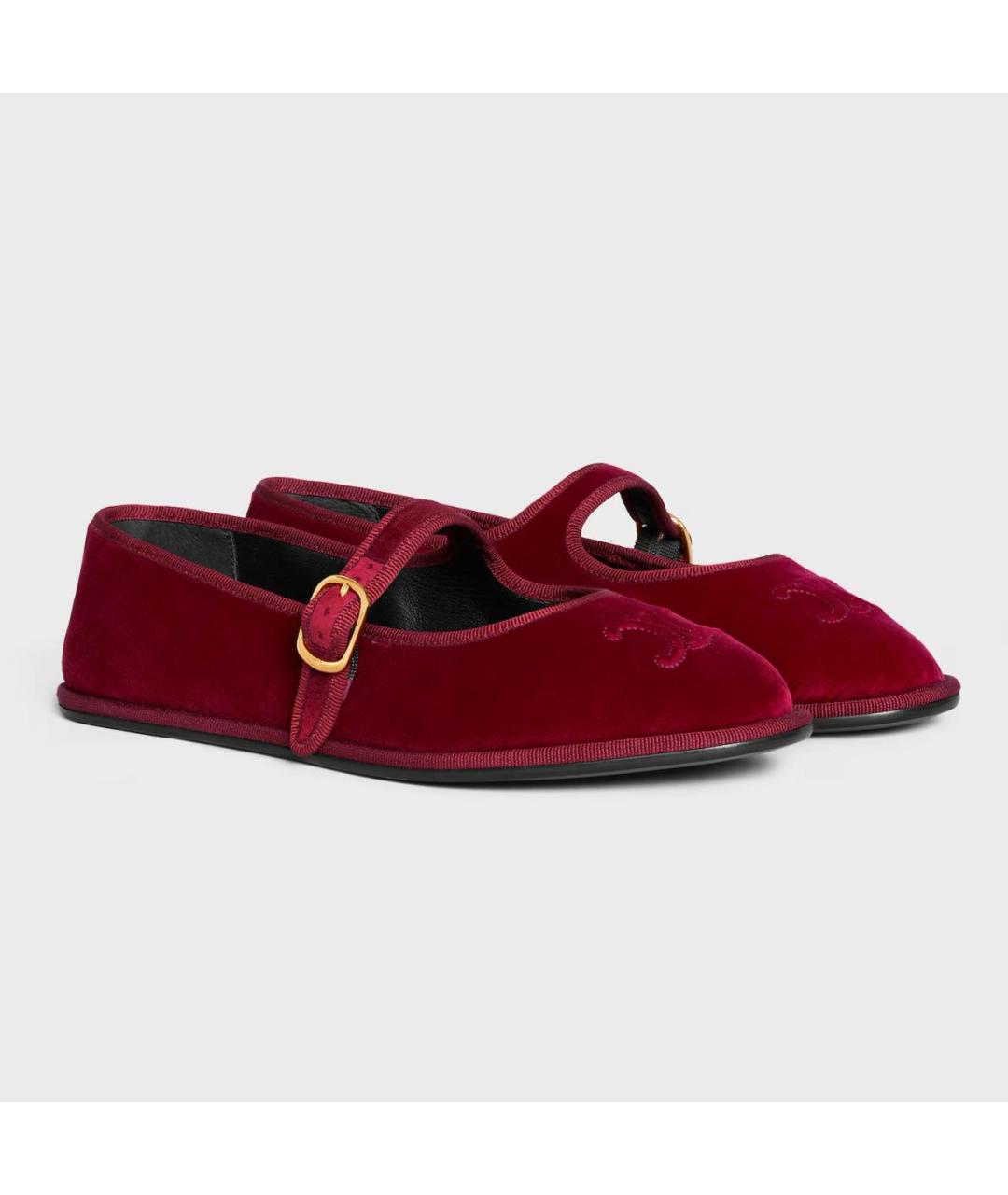 CELINE Бордовые текстильные балетки, фото 2