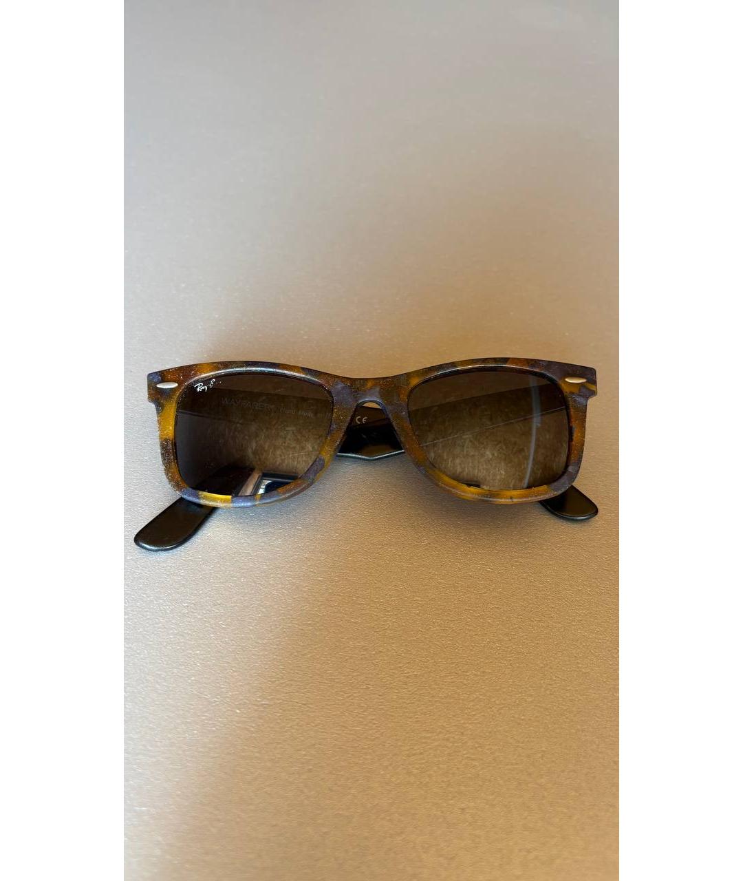 RAY BAN Коричневые пластиковые солнцезащитные очки, фото 10