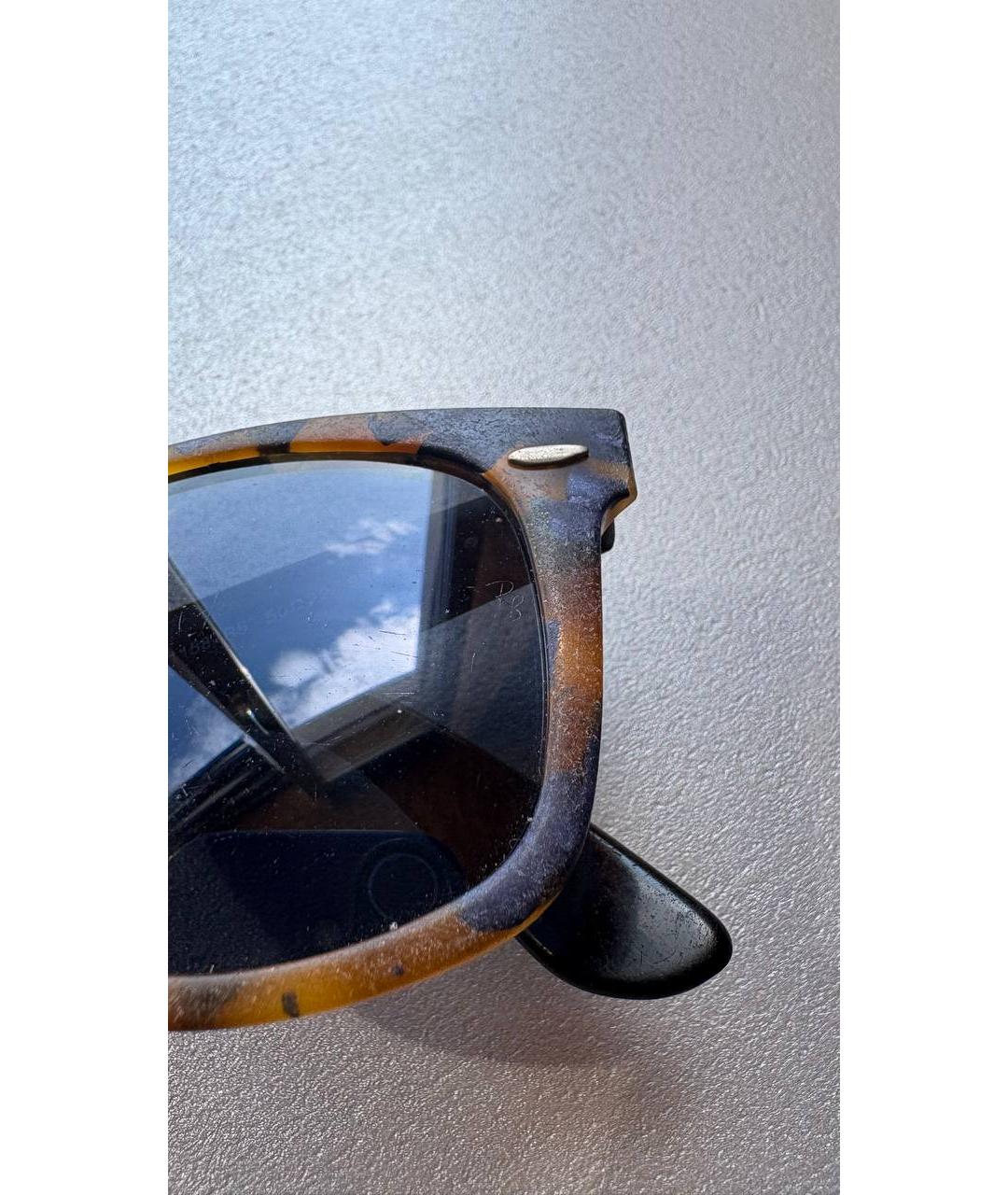 RAY BAN Коричневые пластиковые солнцезащитные очки, фото 4