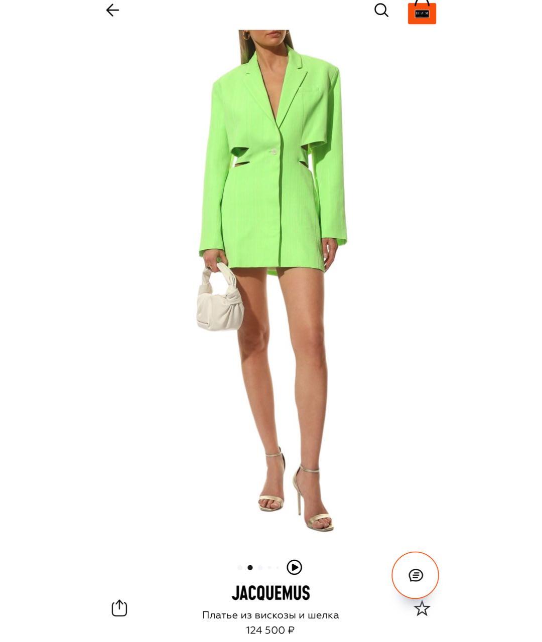 JACQUEMUS Салатовыое вискозное повседневное платье, фото 2