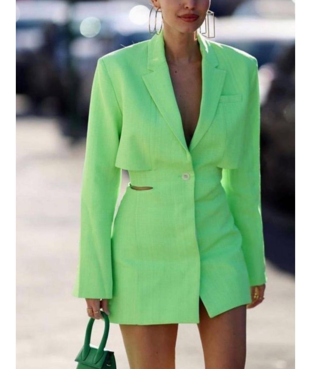 JACQUEMUS Салатовыое вискозное повседневное платье, фото 6
