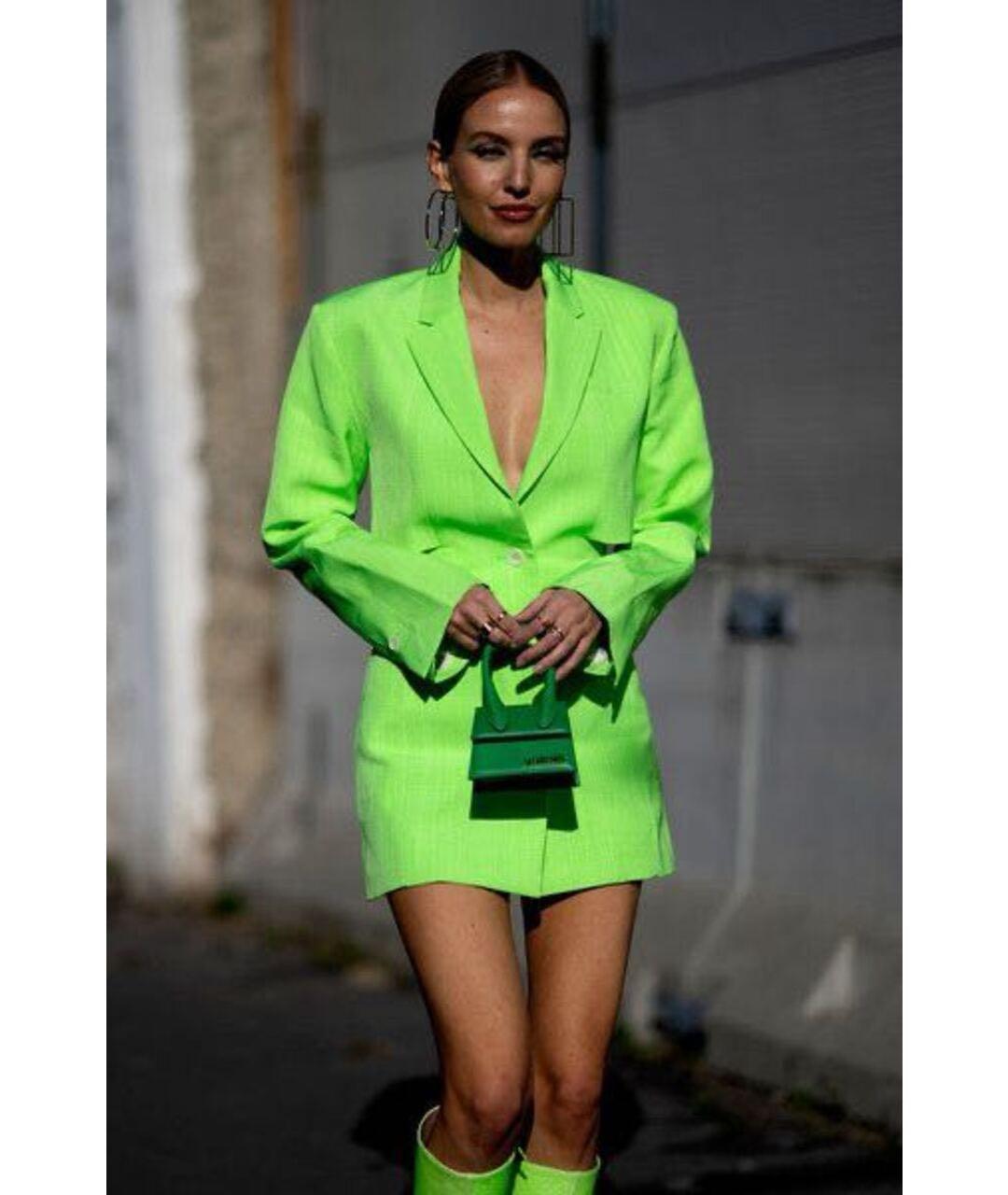 JACQUEMUS Салатовыое вискозное повседневное платье, фото 8