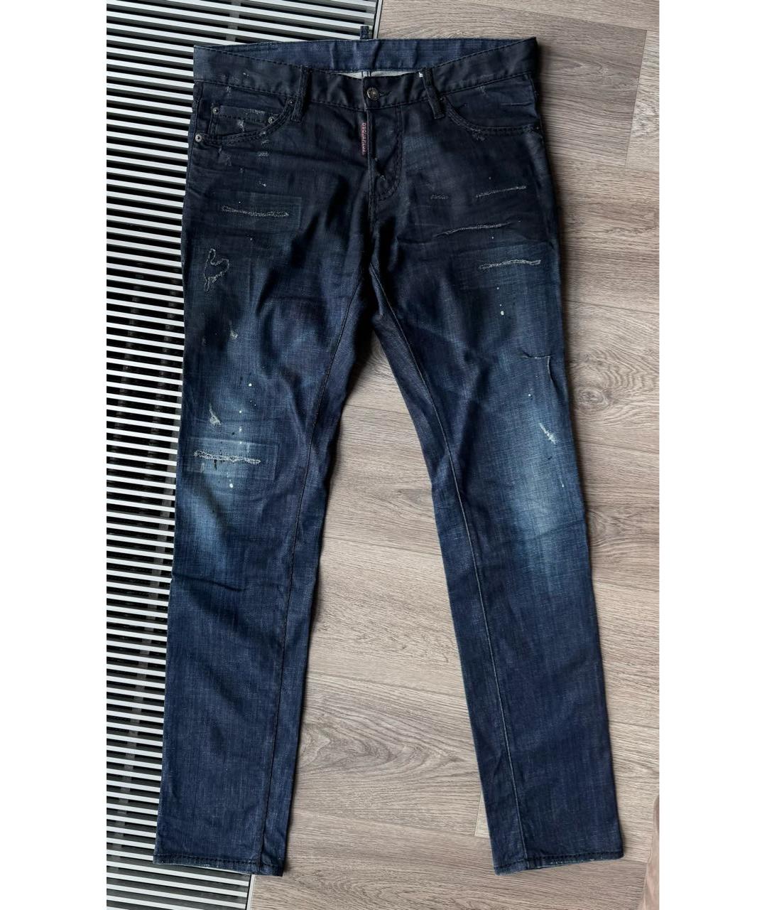 DSQUARED2 Темно-синие хлопко-эластановые джинсы скинни, фото 7