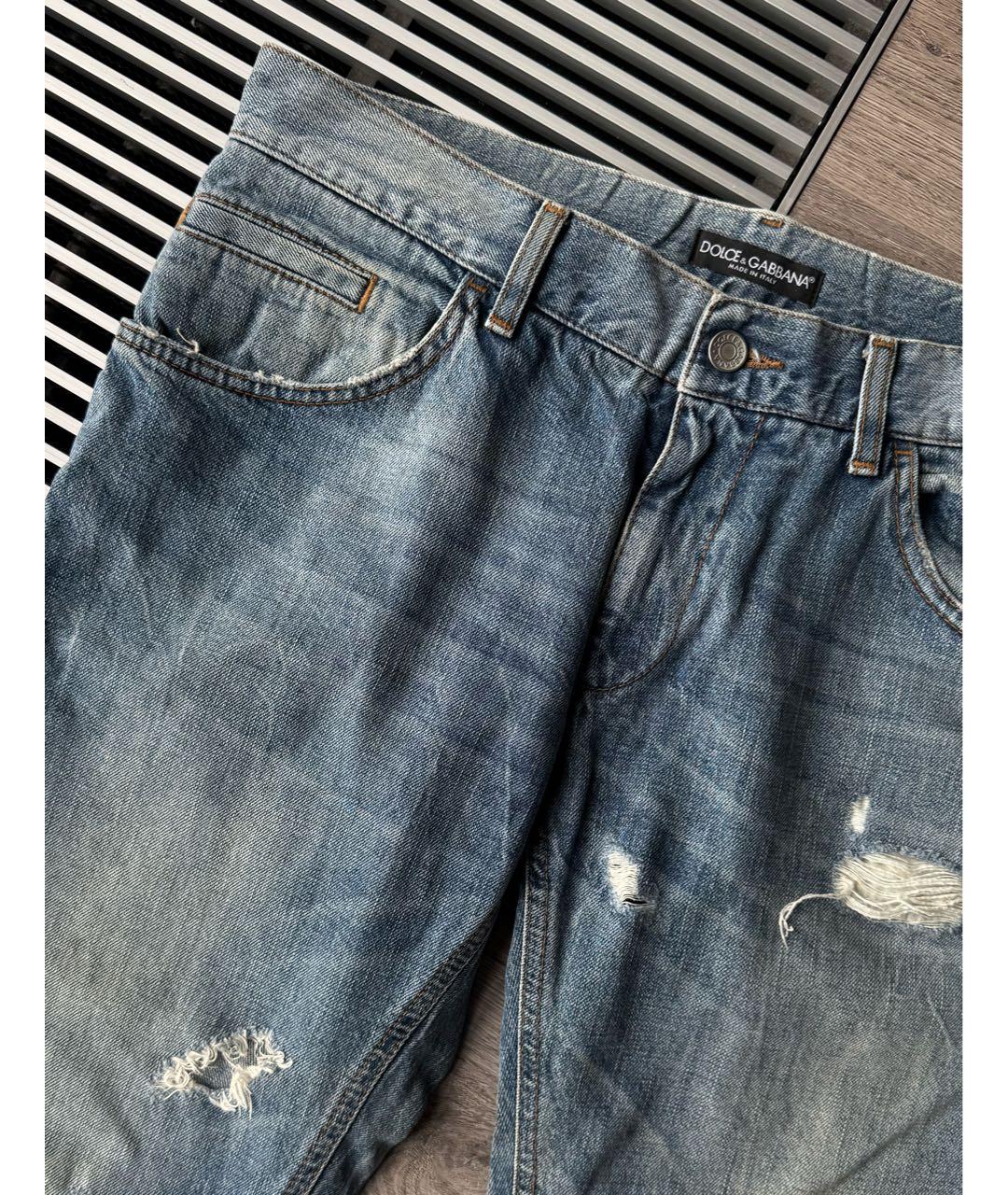 DOLCE&GABBANA Голубые хлопковые джинсы скинни, фото 3
