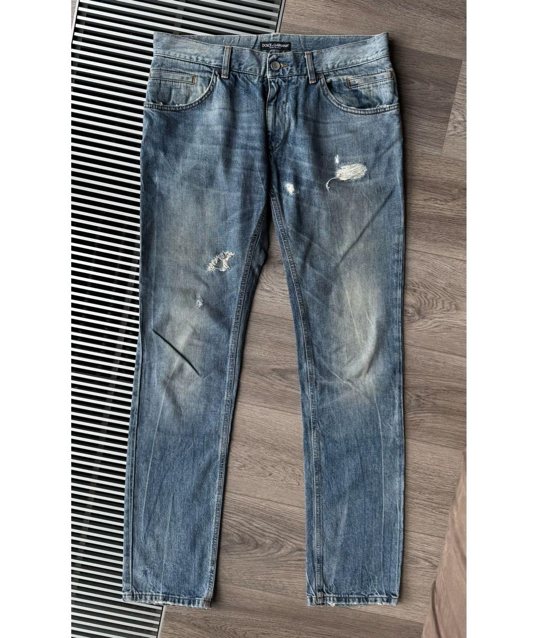 DOLCE&GABBANA Голубые хлопковые джинсы скинни, фото 9