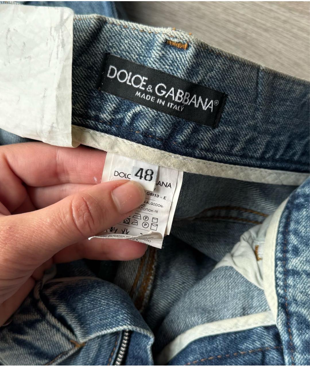 DOLCE&GABBANA Голубые хлопковые джинсы скинни, фото 7