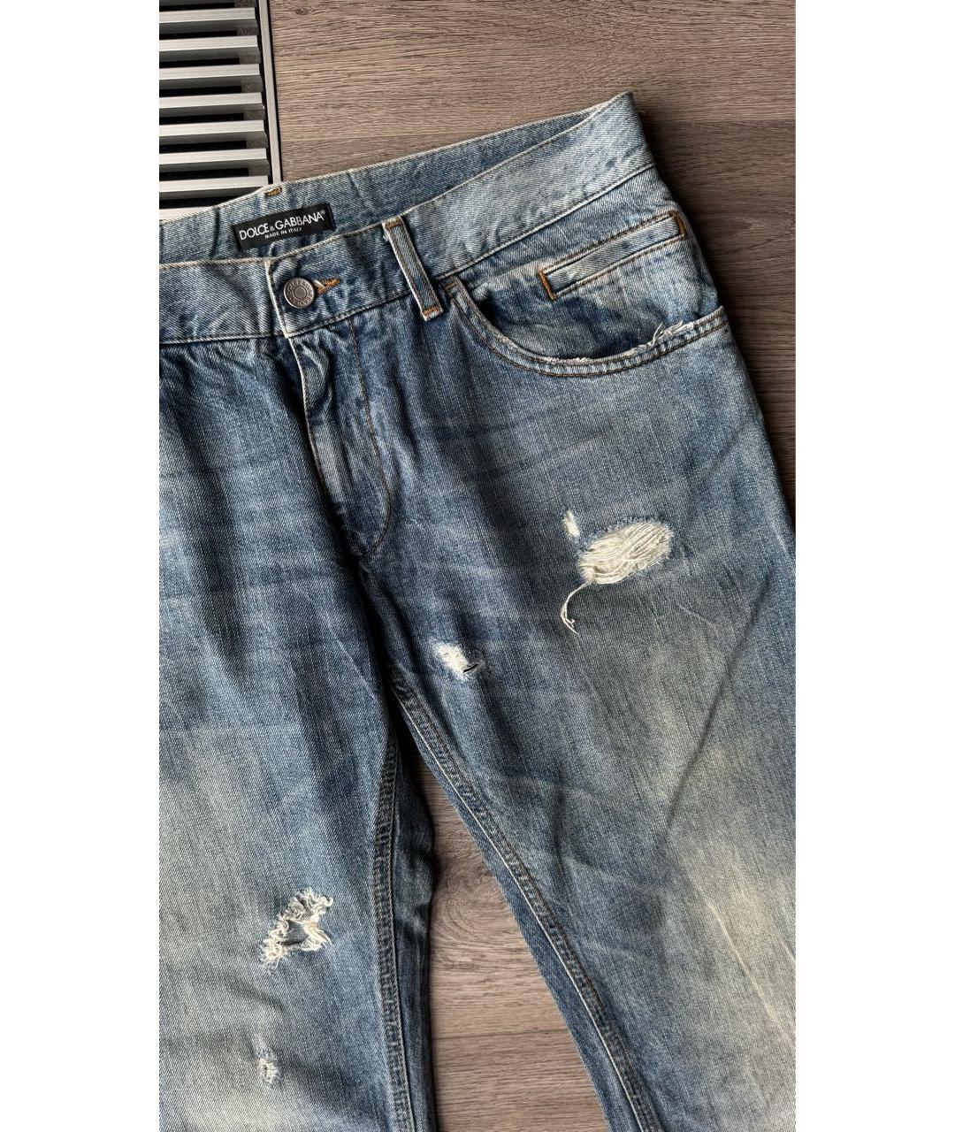 DOLCE&GABBANA Голубые хлопковые джинсы скинни, фото 2