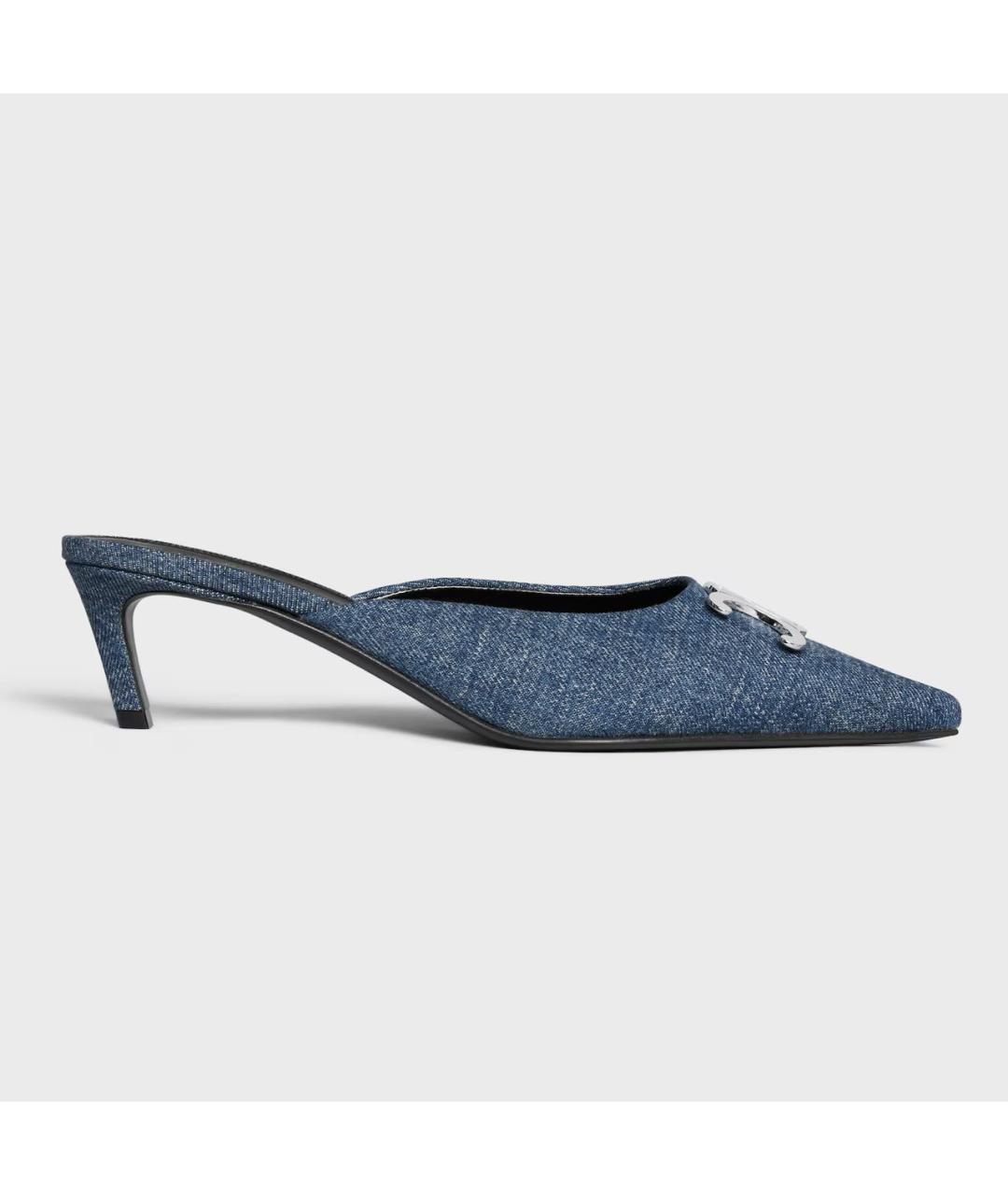 CELINE Синие текстильные мюли, фото 5