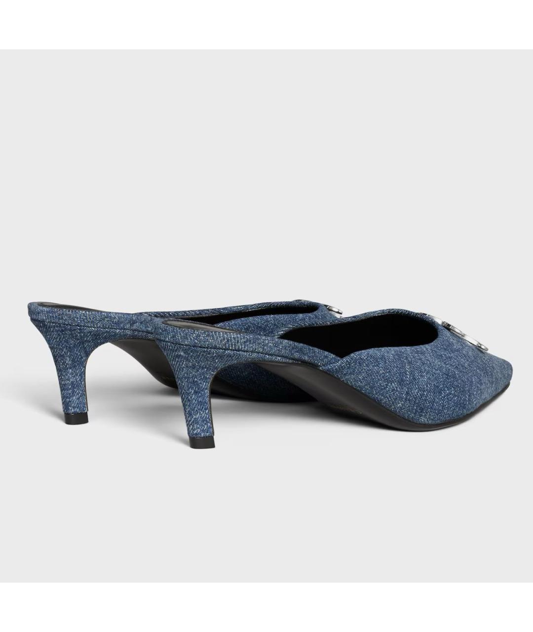 CELINE Синие текстильные мюли, фото 3