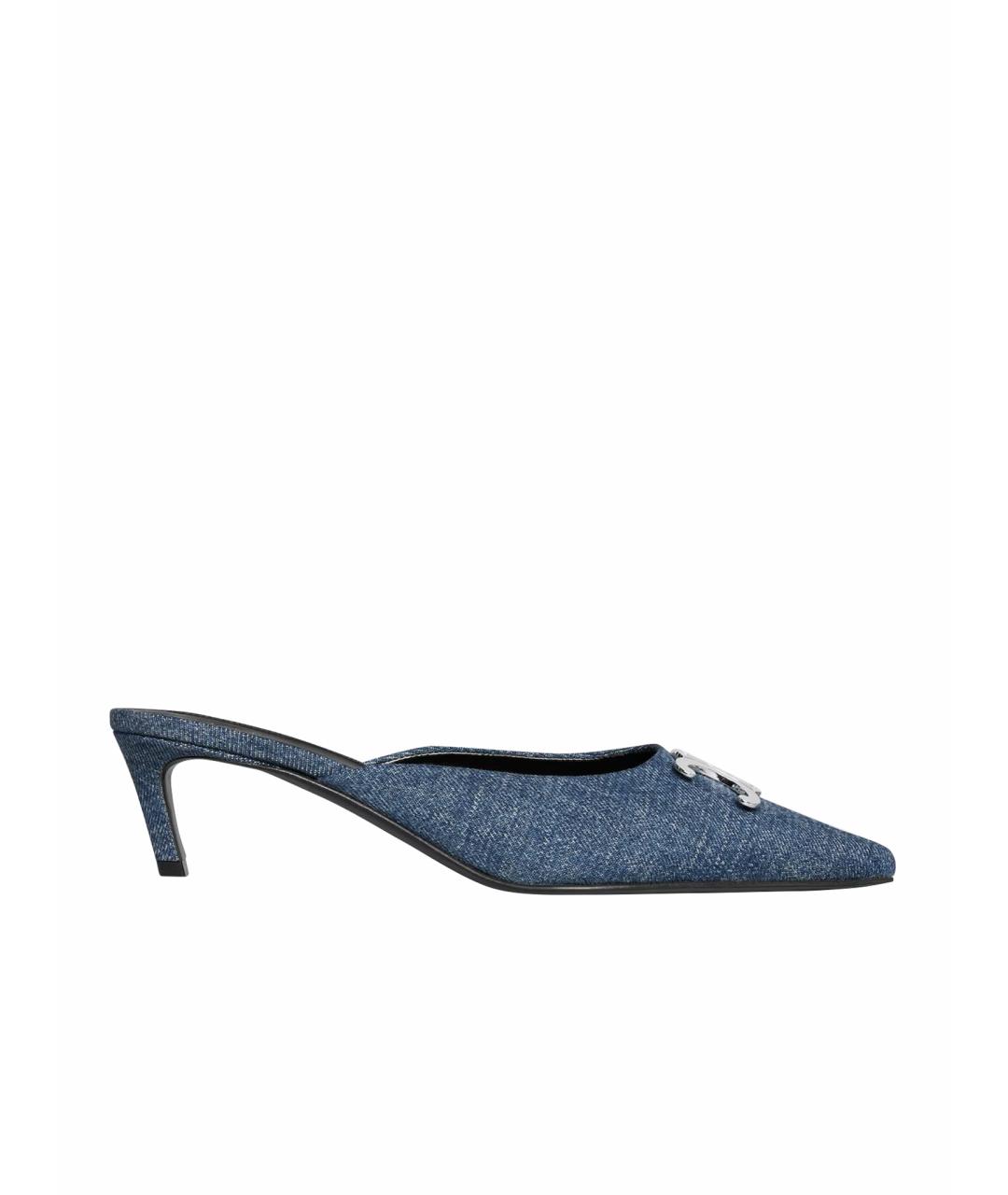 CELINE Синие текстильные мюли, фото 1
