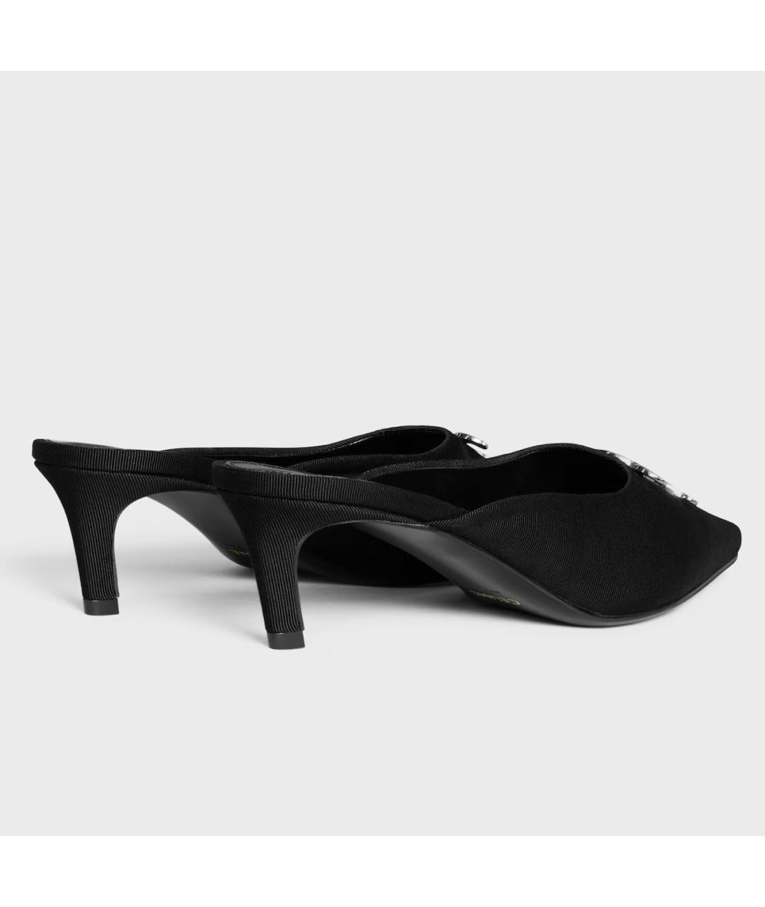 CELINE Черные текстильные мюли, фото 3