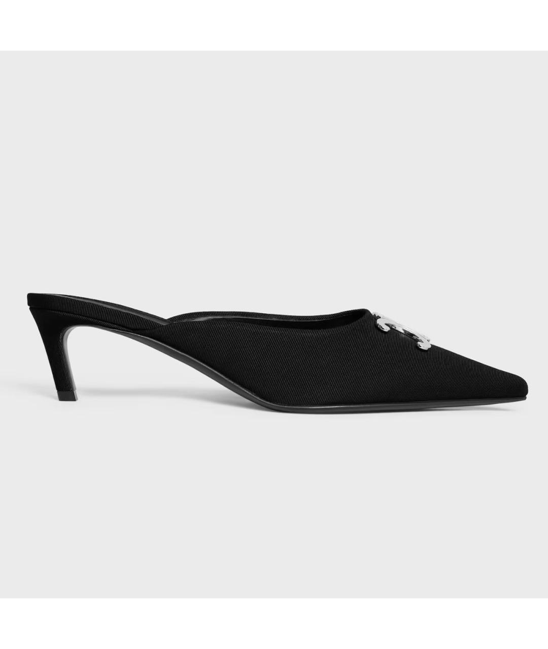 CELINE Черные текстильные мюли, фото 5