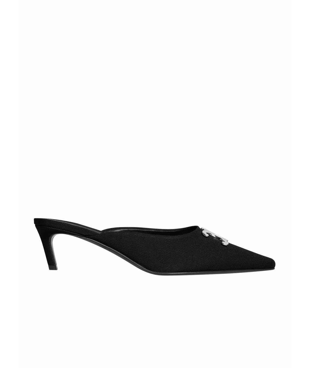 CELINE Черные текстильные мюли, фото 1