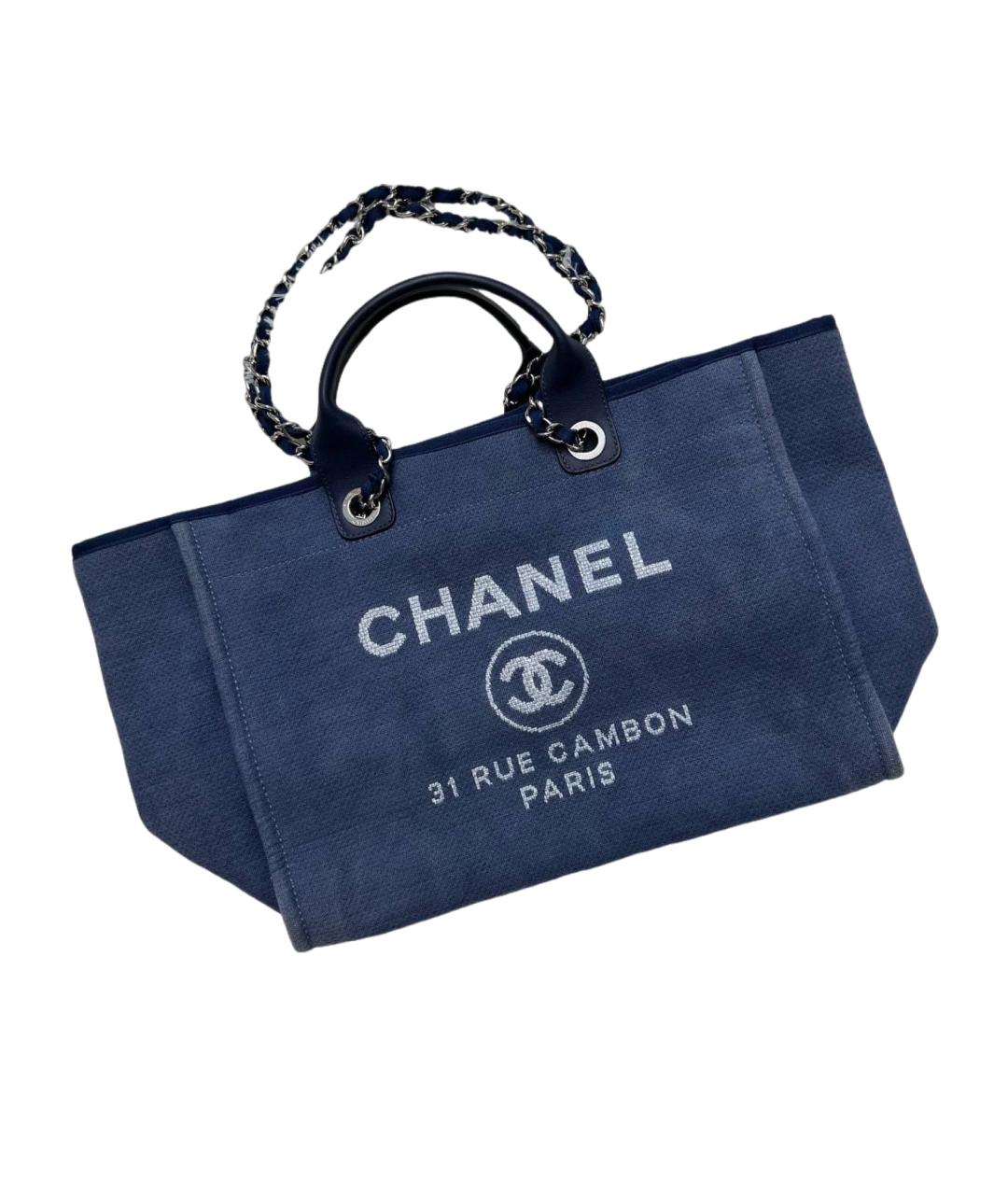 CHANEL Голубая деним сумка тоут, фото 4
